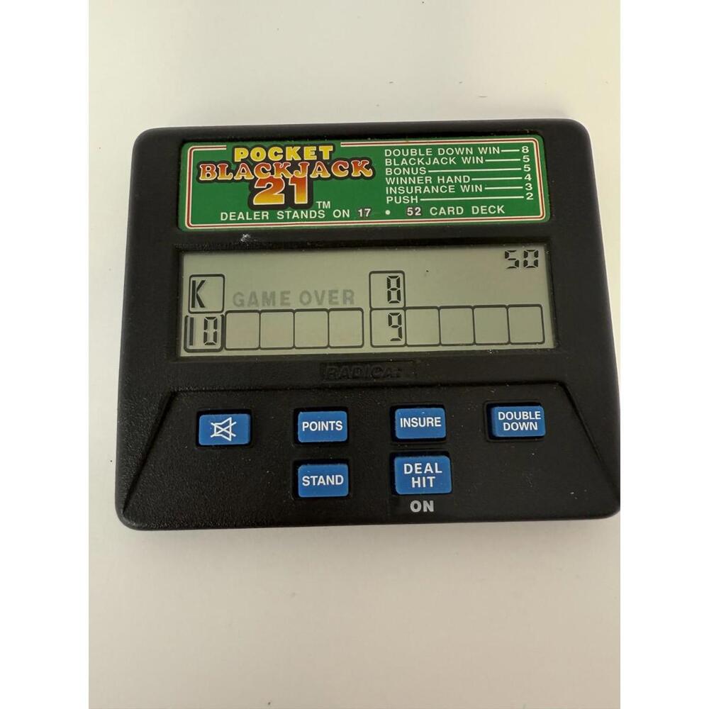 Radica Pocket Blackjack 21 Handheld Electronic Casino Game Tested & Working